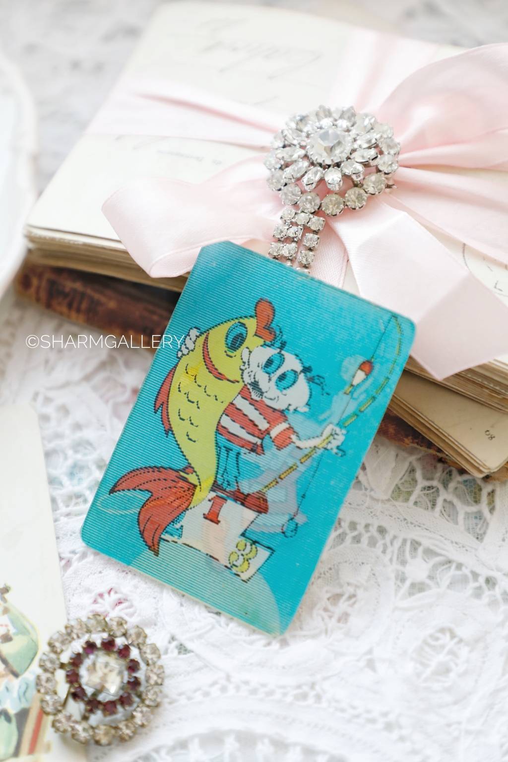 Винтажный стерео календарик №8. Серия мультфильмы СССР. "Парасолька на рыбалке" 1977г.