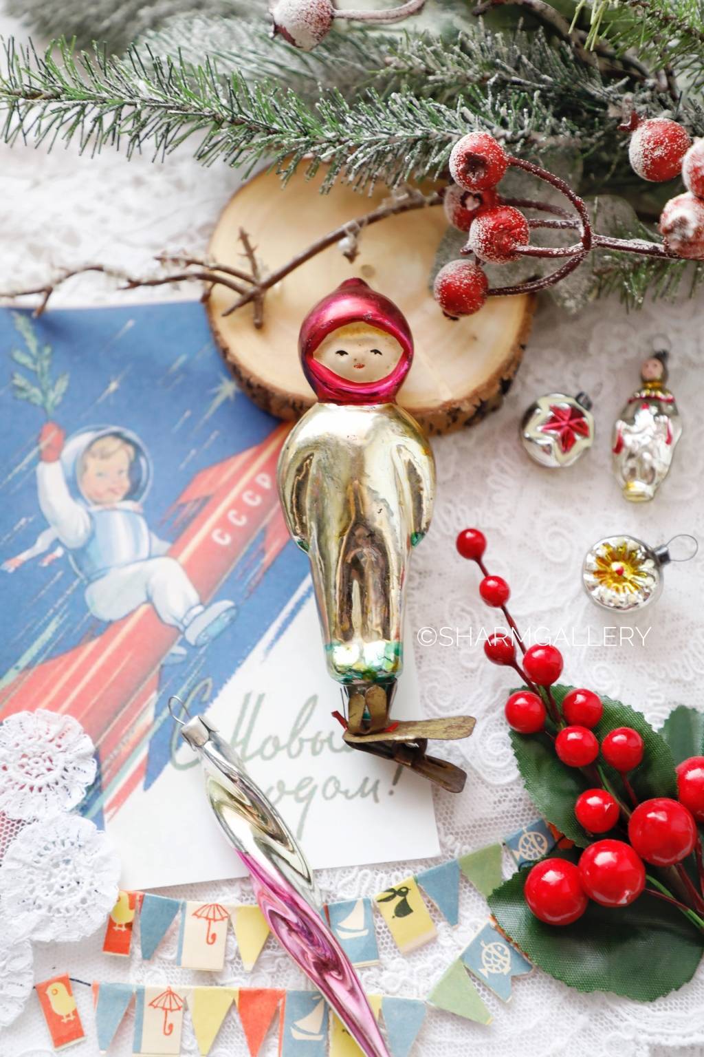 "Космонавт" №11. Елочная игрушка на прищепке, СССР.