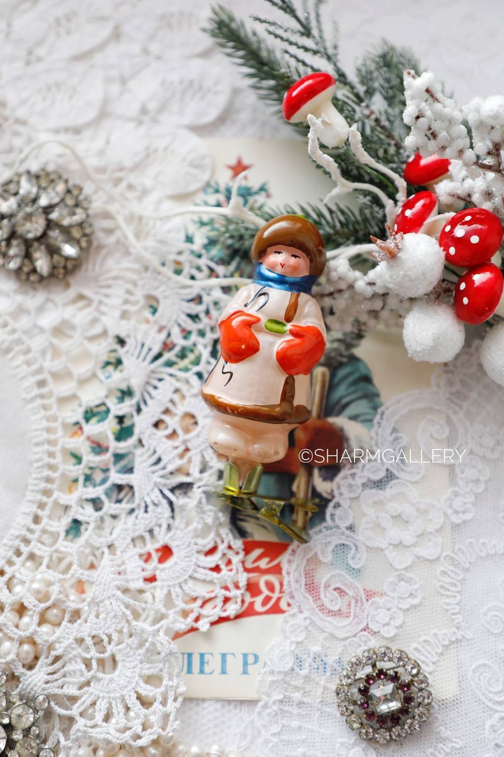 Мужичок с ноготок. №4. Старинная елочная игрушка на прищепке, СССР.