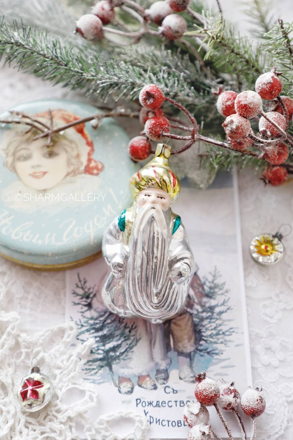 Старик Хоттабыч. №9. Елочная игрушка, стекло, СССР.