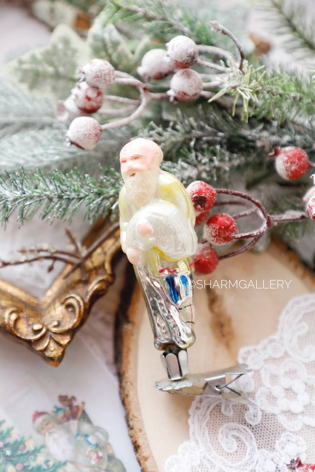 Старик с неводом. №4. Золотая рыбка. Елочная игрушка на прищепке. СССР.