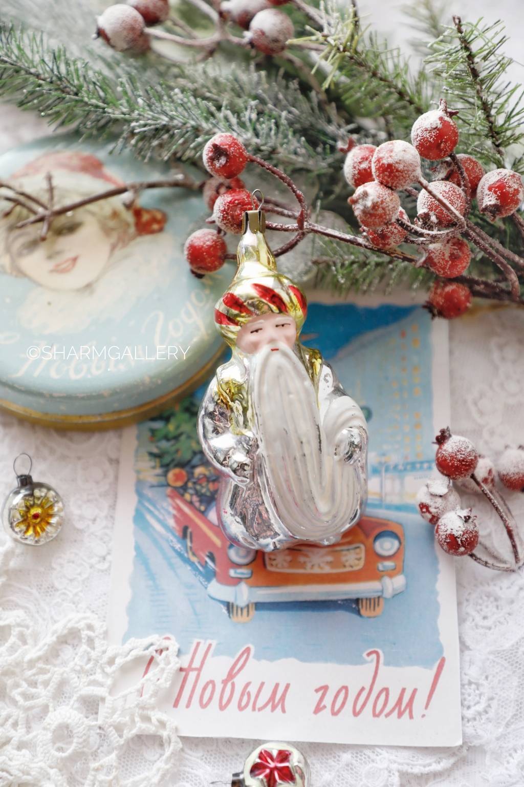 Старик Хоттабыч. №8. Елочная игрушка, стекло, СССР.