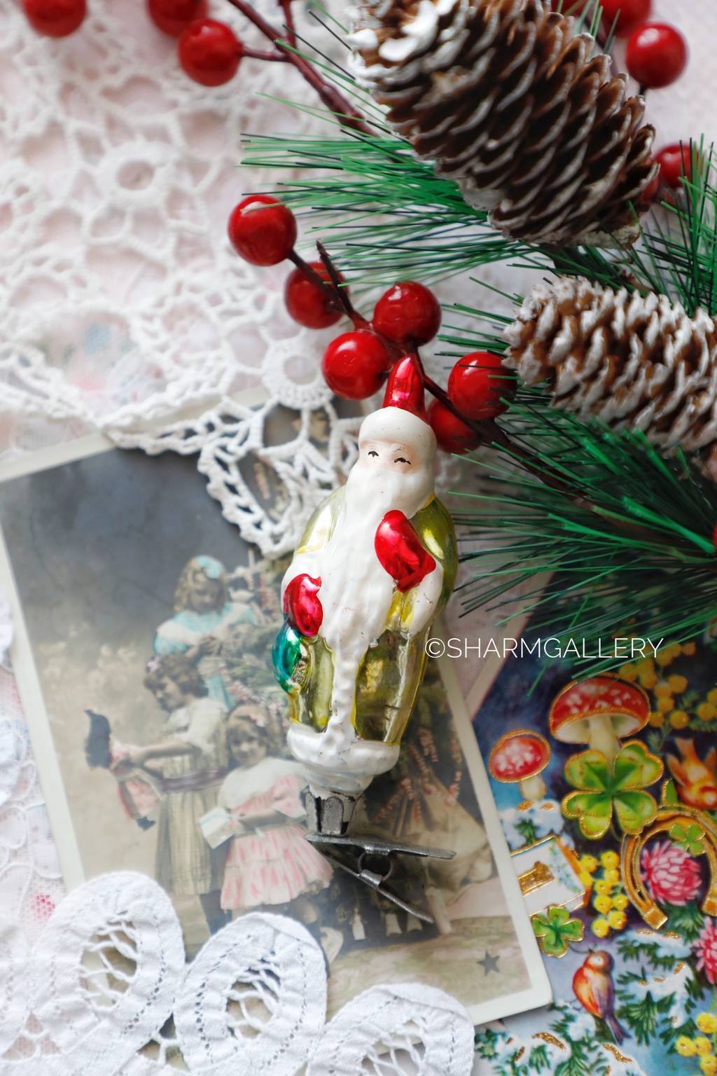 Дед Мороз. №11. Старинная елочная игрушка, на прищепке. СССР.