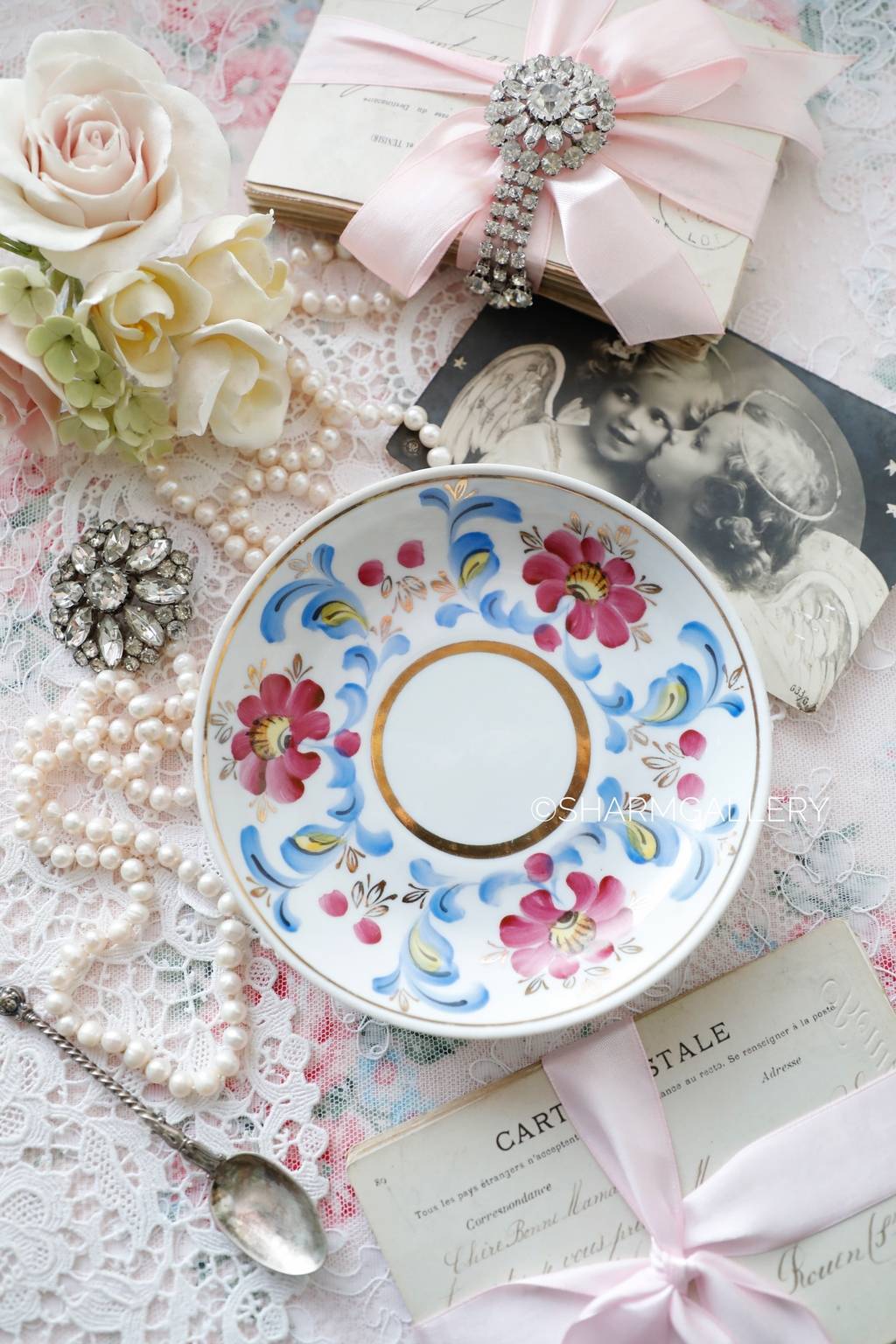 Чайное блюдце, Вербилки, роспись. Винтаж.