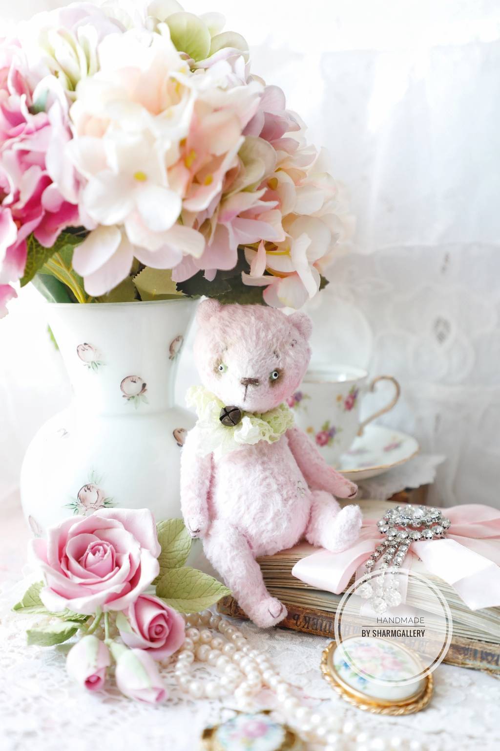 Мишка Taddy  "Земляничная пастила ", ручная работа, коллекция "Шебби Тэдди".