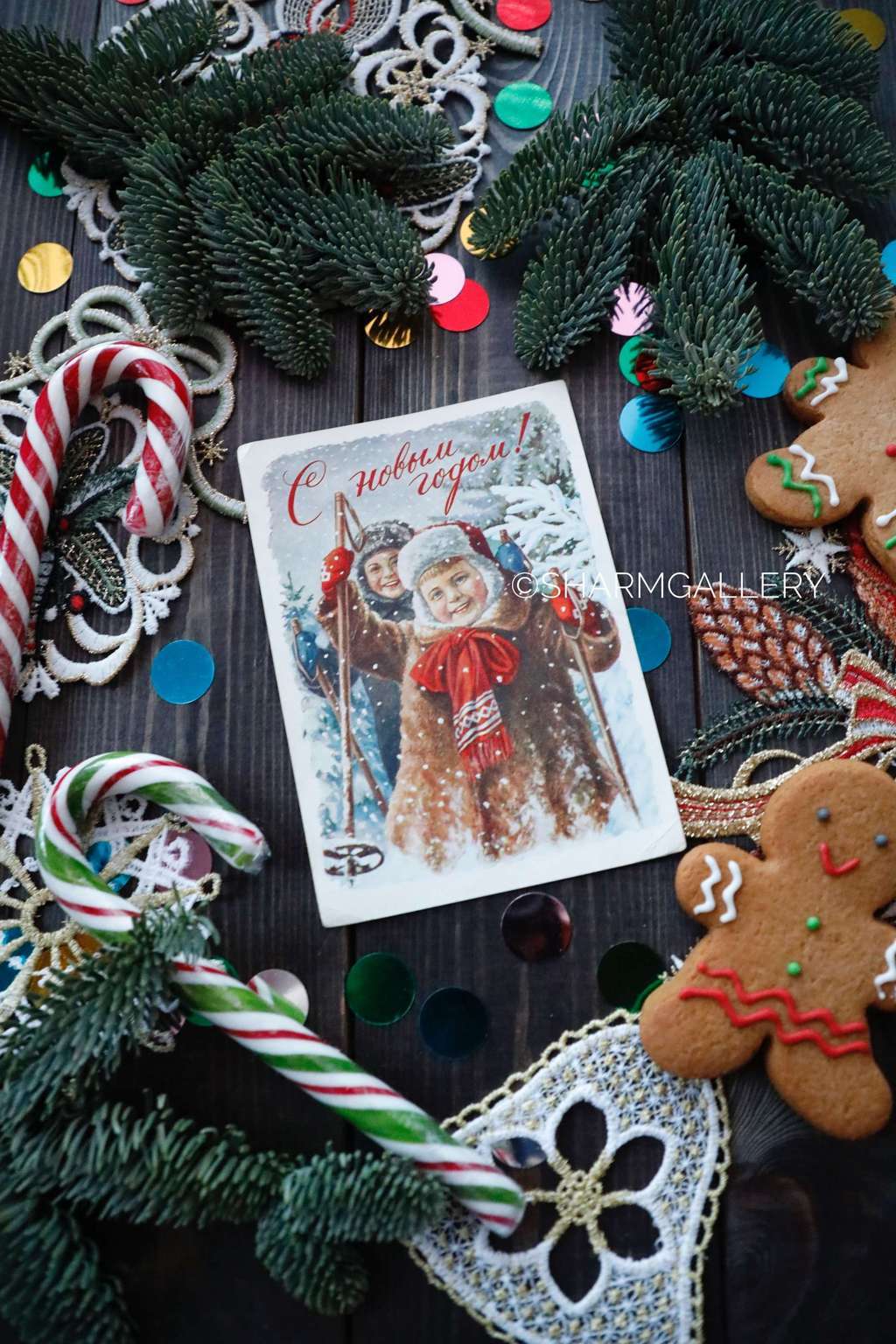 Новогодняя открытка №53. "С Новым Годом", СССР. Художник Е.Н.Гундобин 1956г.