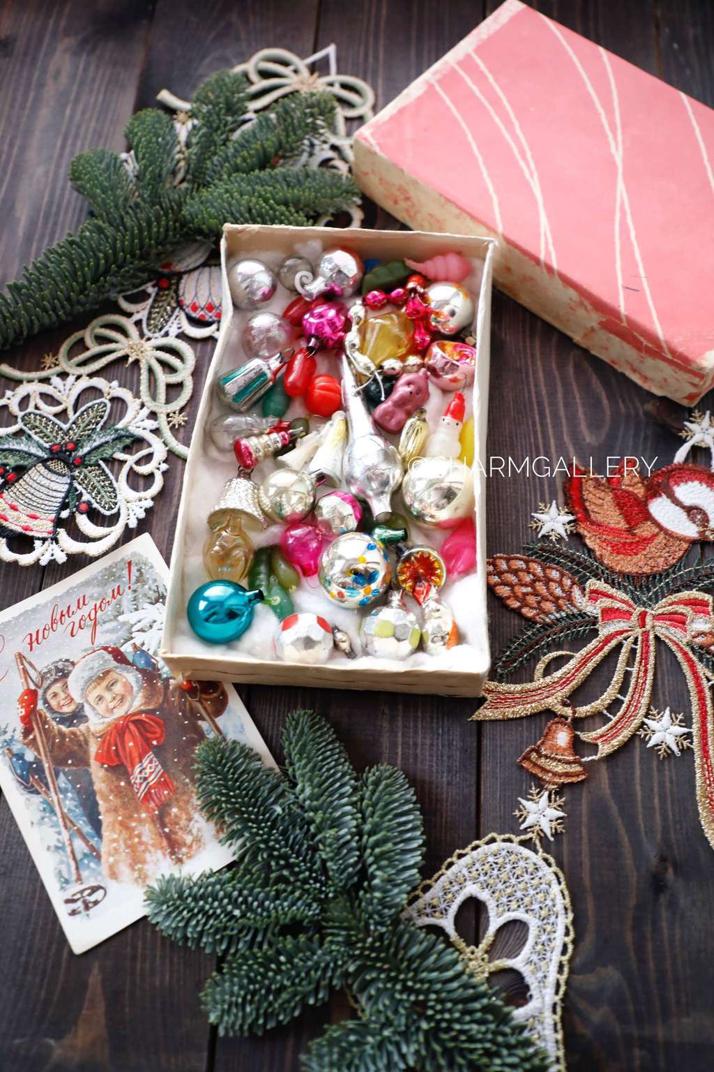 Набор елочных игрушек Малютка 45шт., в коробке. СССР №65