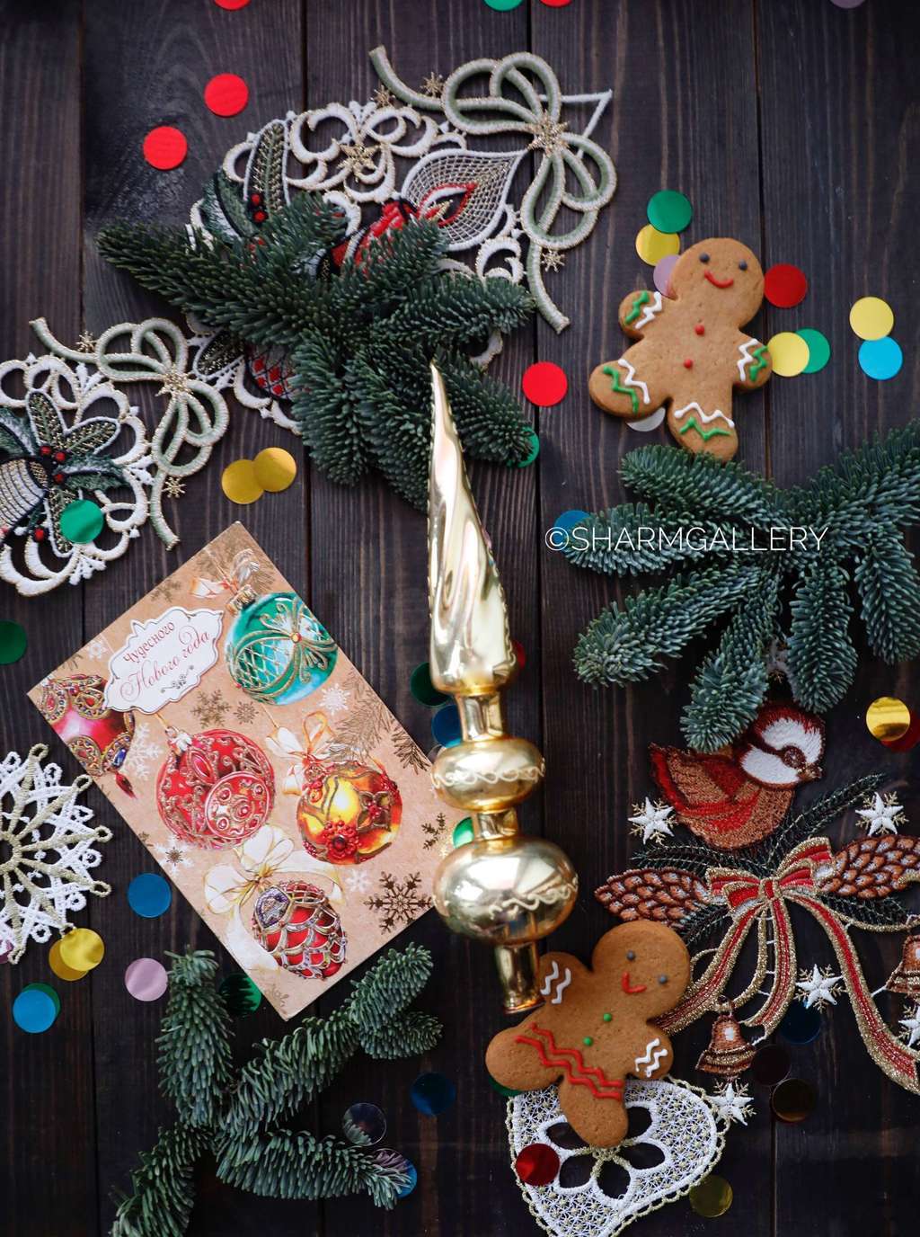 Верхушка для елки №14. (золотая) Стекло, 27см., СССР.