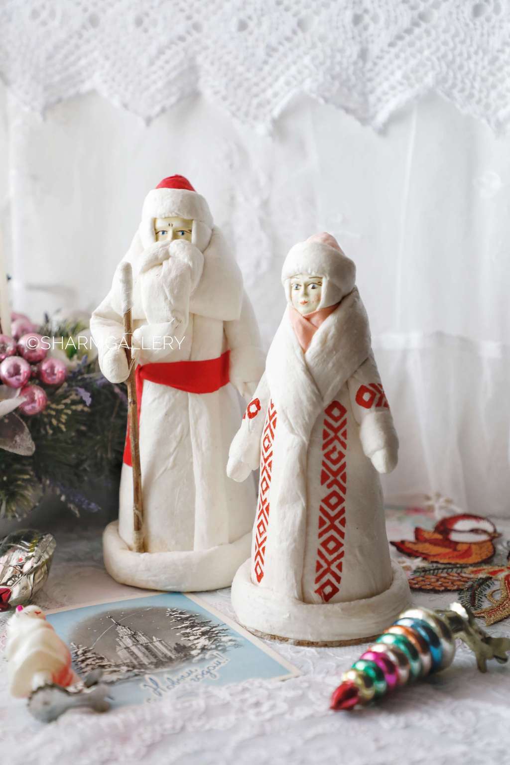 Продано❌ Набор Дед Мороз и Снегурочка из ваты №36. СССР.