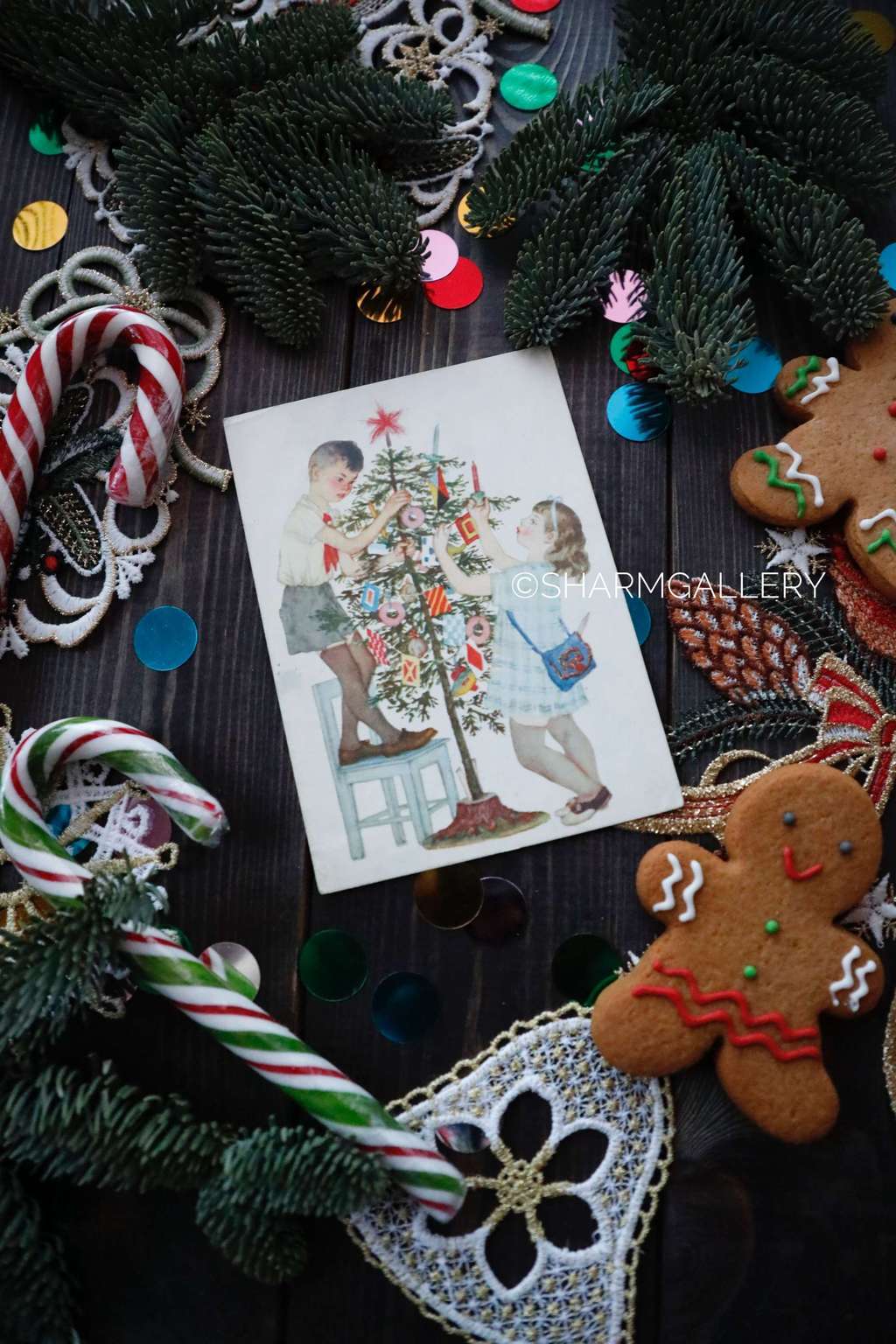 Антикварная открытка №44. "У новогодней елки". СССР. Худ-к В.Лебедев 1966г. Чистая.