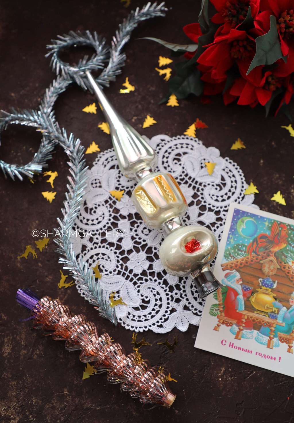 Верхушка для елки - прожектор. №14. Стекло, 28,5см, СССР.