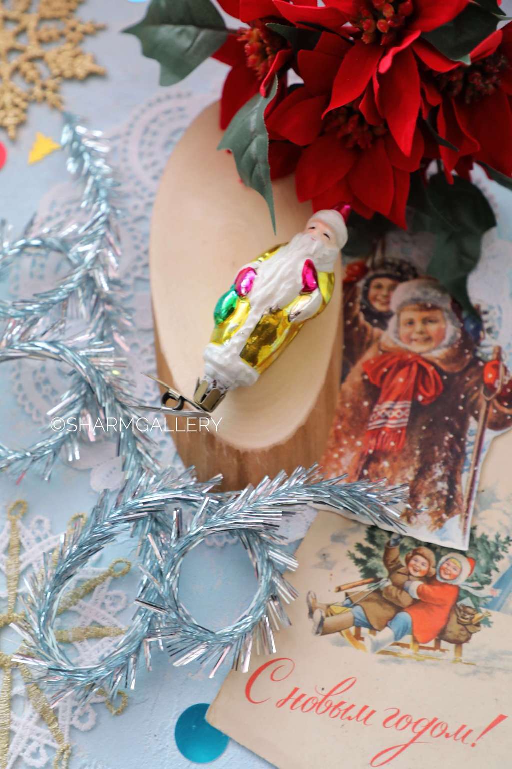 Дед Мороз. №8. Старинная елочная игрушка, на прищепке. СССР.