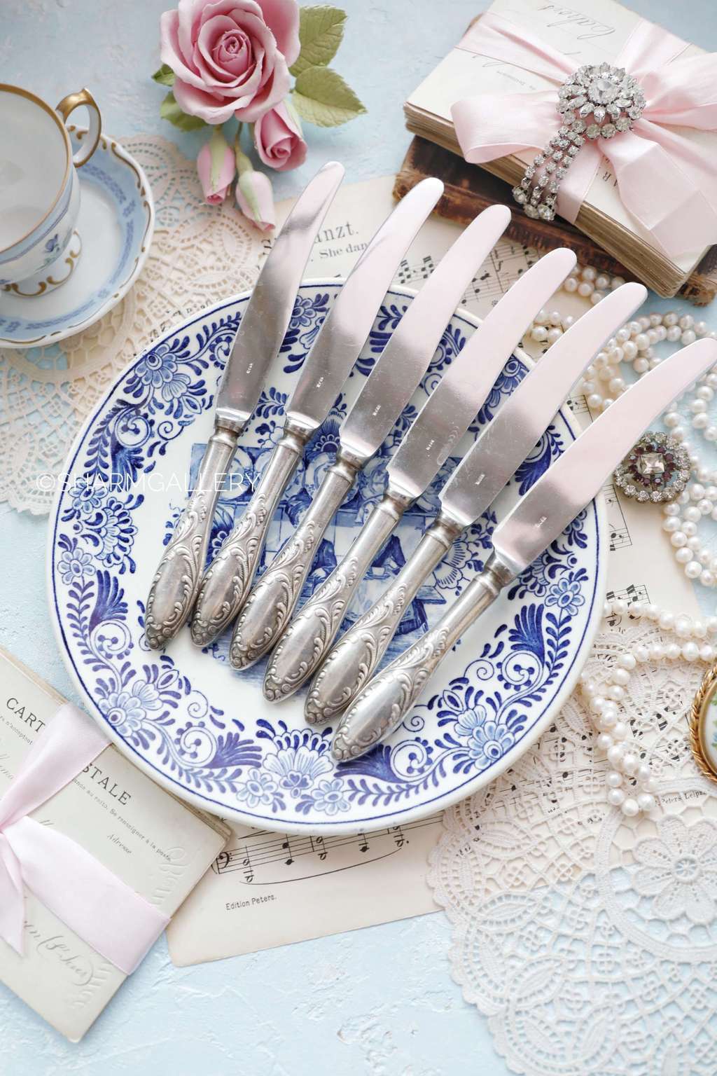 Ножи столовые №34. Винтаж, мельхиор Кольчугино.