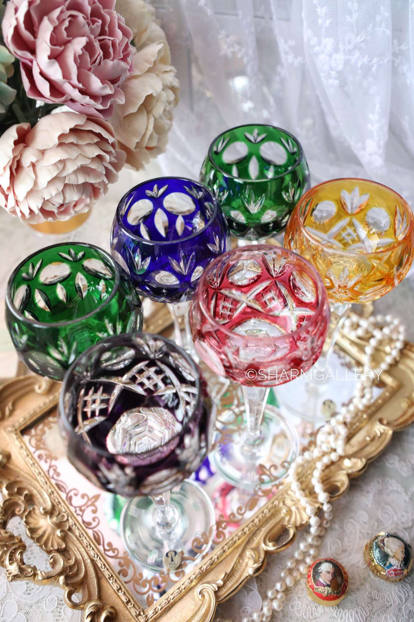 Набор фужеров "BAUMBERG", цветной хрусталь. Германия