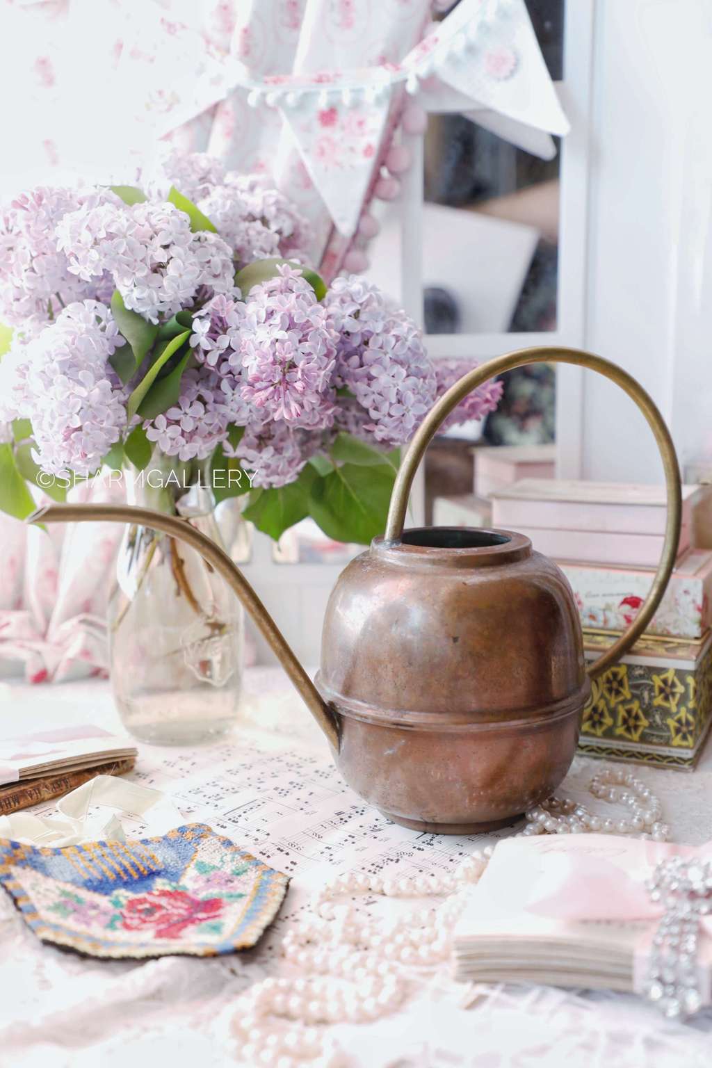 Лейка для комнатных растений, медь, латунь. Германия.