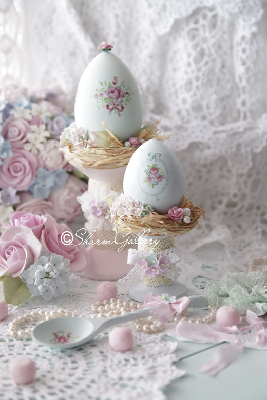 Пасхальная композиция "Яйца на катушках", авторская работа.