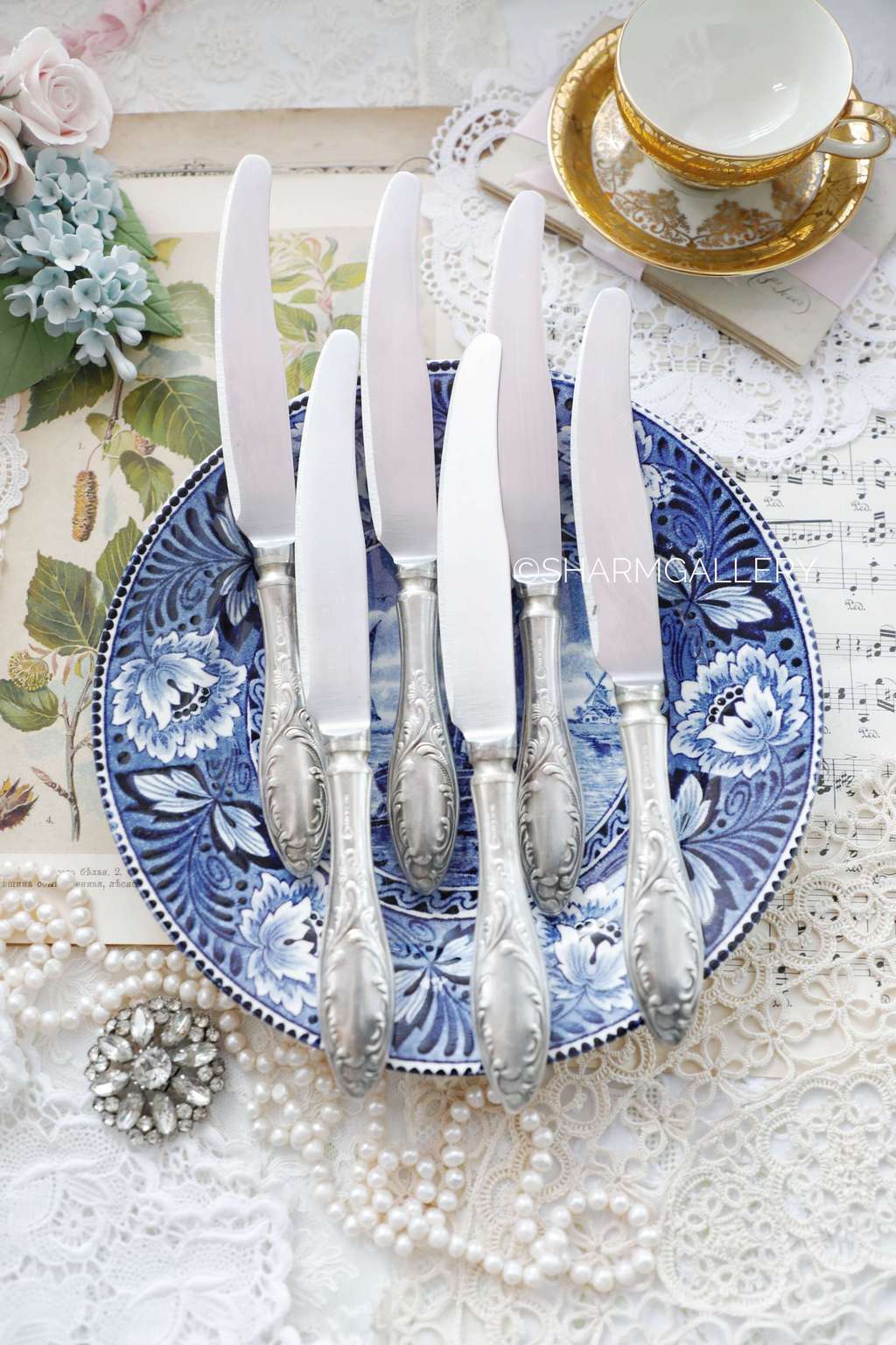 Набор столовых ножей №37. Винтаж, мельхиор Кольчугино.