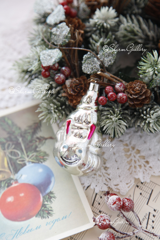 Улитка. Елочная игрушка. Стекло, СССР.