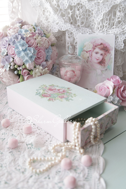 Шкатулка - пенал "Mint Shabby", ручная работа.