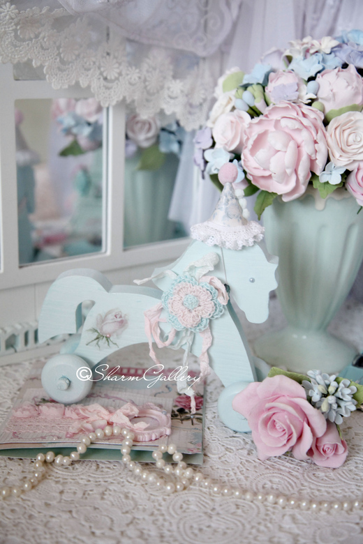 Лошадка "Sky". Деревянная, интерьерная игрушка +открытка.