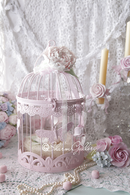 Клетка "Розовая дымка", декоративная, интерьерная.