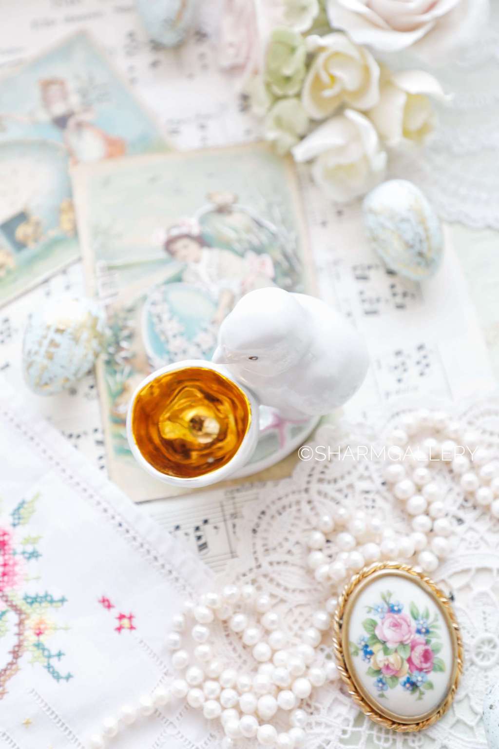 Статуэтка подставка под яйцо Цыпленок №5. Фарфор Дулево, 1989г.