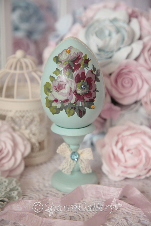 "Flowers on mint". Яйцо, большое, интерьерное.