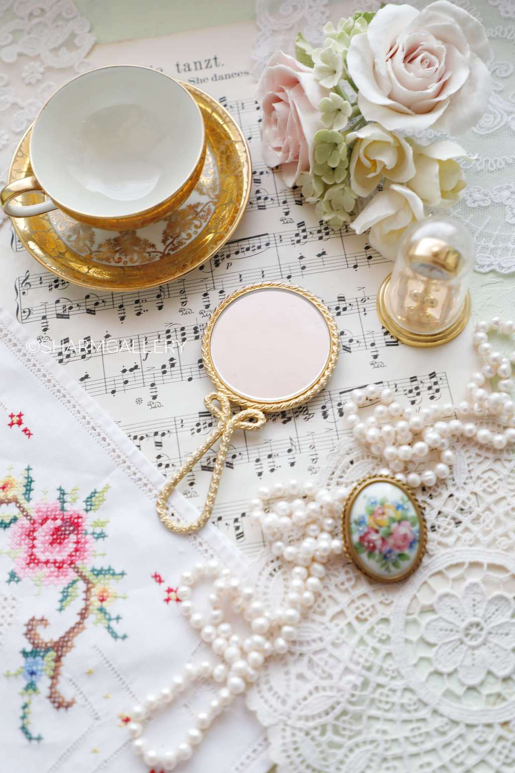 Винтажное ручное зеркальце дамское, латунь, СССР.