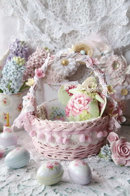 Пасхальная корзинка "Pink Easter", ручная авторская работа.