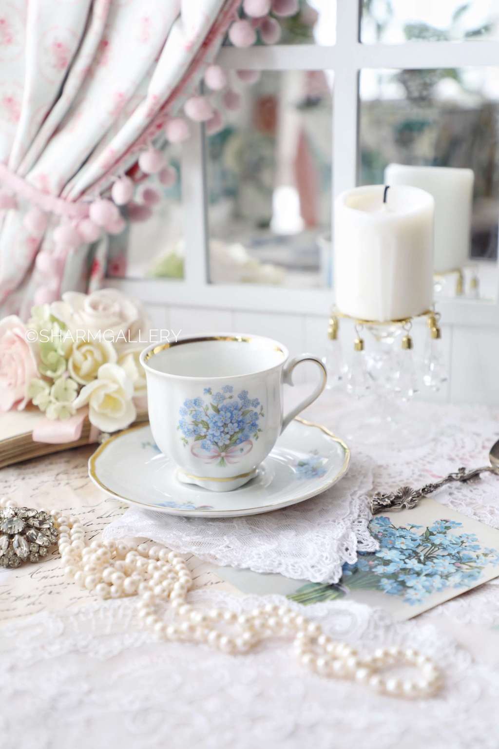 Чайно/кофейная пара «Незабудки», фарфор Бавария, Германия.