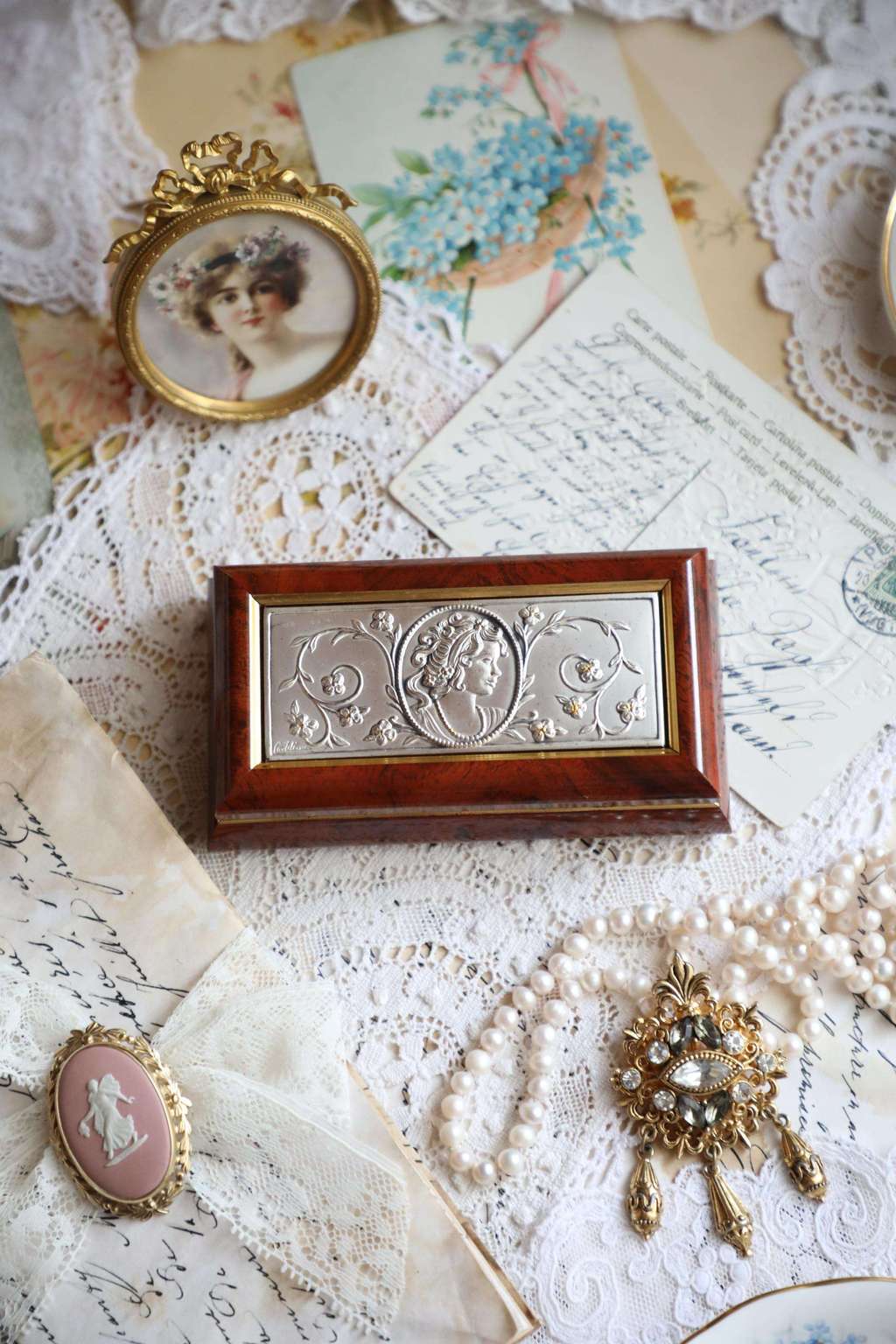 Шкатулка для украшений, серебро, дерево «Acca» Италия.