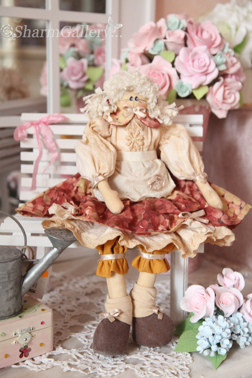 "Садовница". Текстильная интерьерная кукла.