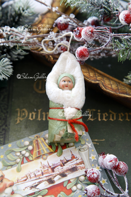 Елочная игрушка из ваты "Младенец". СССР