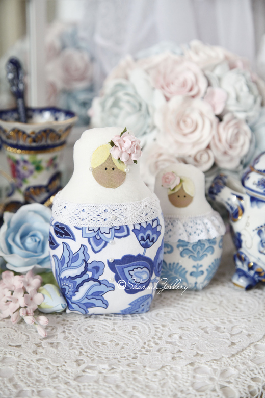 "Гжель". Набор матрешек. Интерьерные куклы.