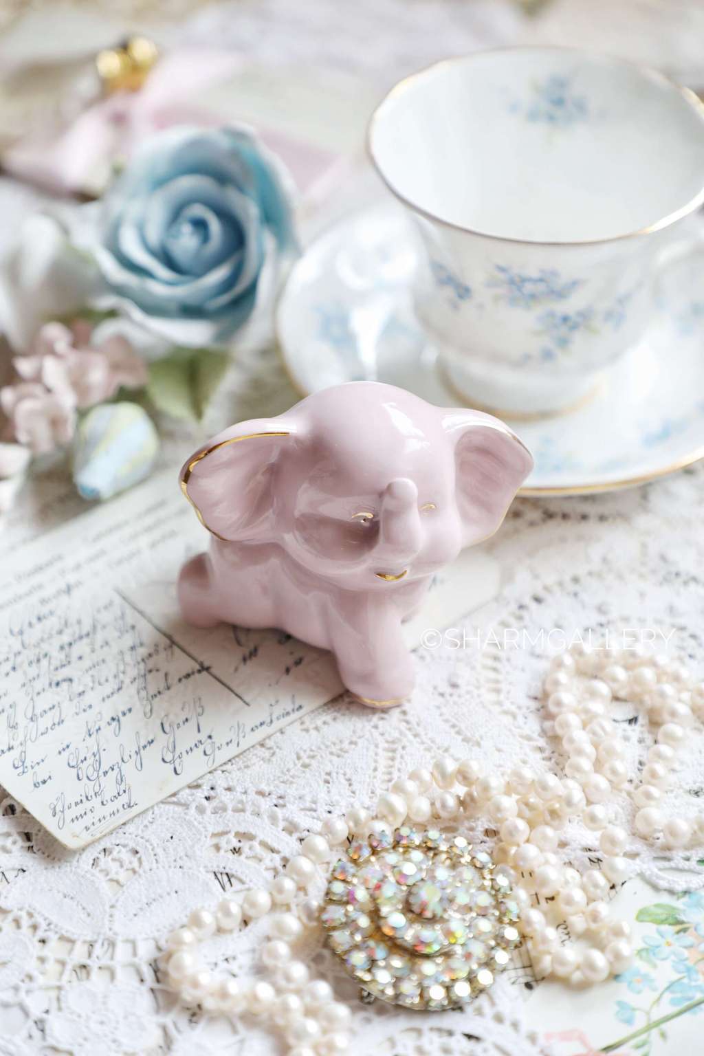 Розовый слоник Бимбо, фарфор "Leander". Винтаж, Чехия.