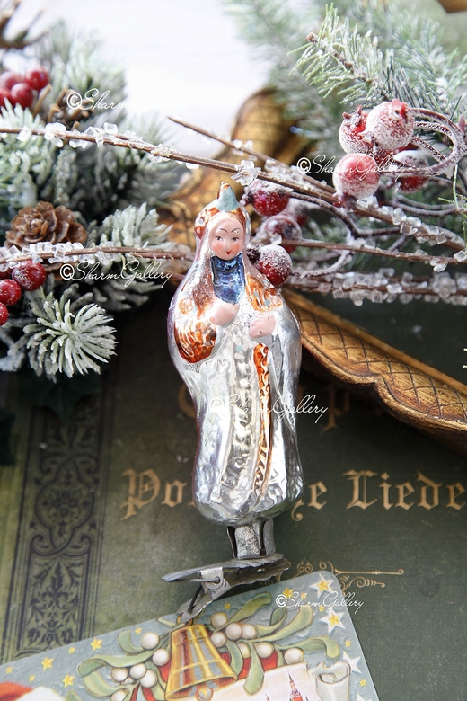 Варвара-краса. Длинная коса. Елочная игрушка на прищепке, СССР.