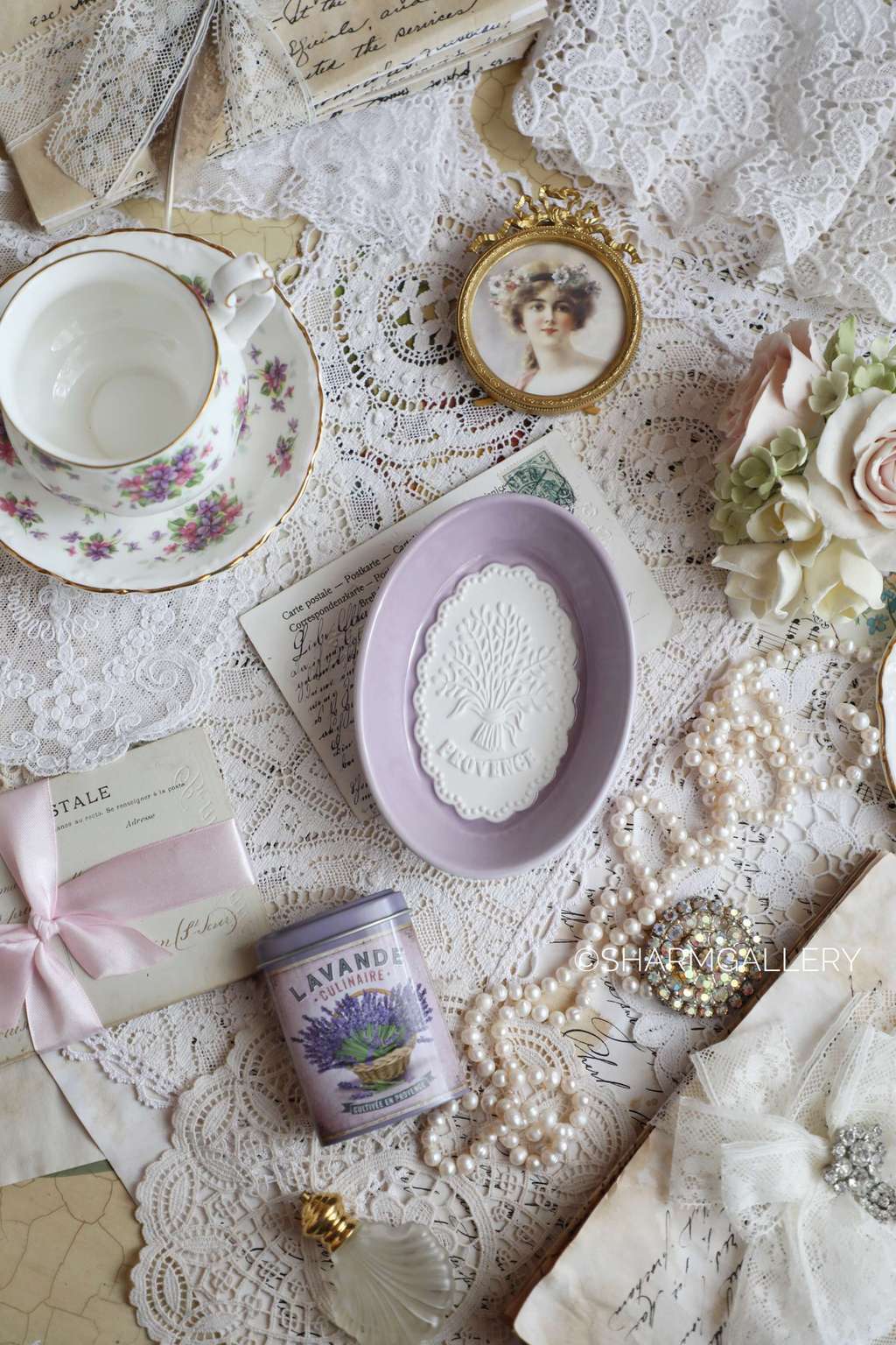 Редкость! Фарфоровая лавандовая мыльница Provence, Франция. Прованс.