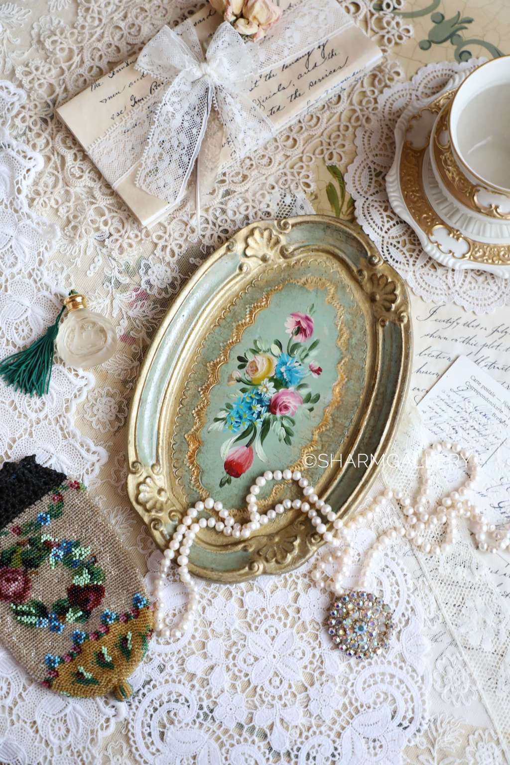 Флорентийский поднос овальный, винтаж, Италия.