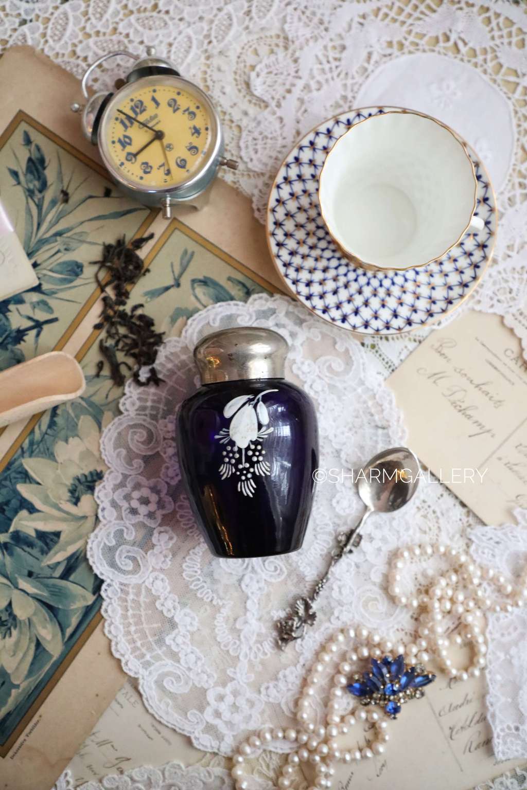 Винтажная Чайница №9.  Кобальтовое стекло СССР. Банка для чая.