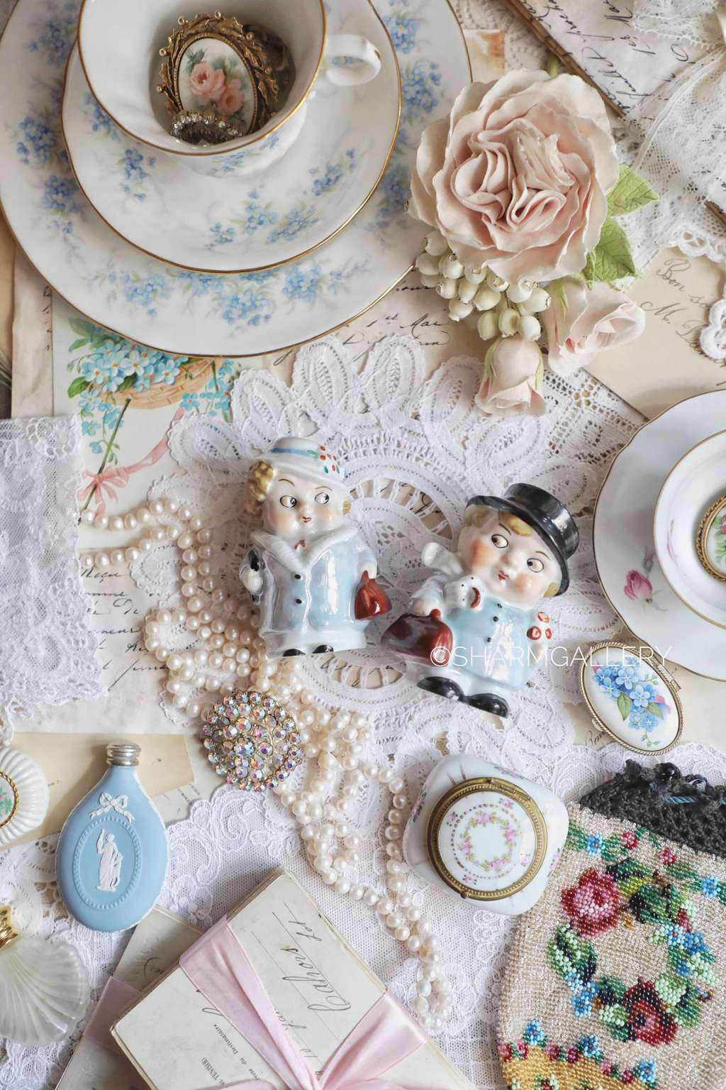 Набор "Бюргеры", соль, перец. Винтаж, фарфор, Германия.