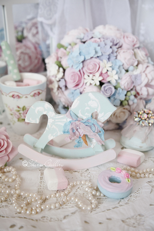 Лошадка - качалка "Sweet mint Horse". Деревянная игрушка.