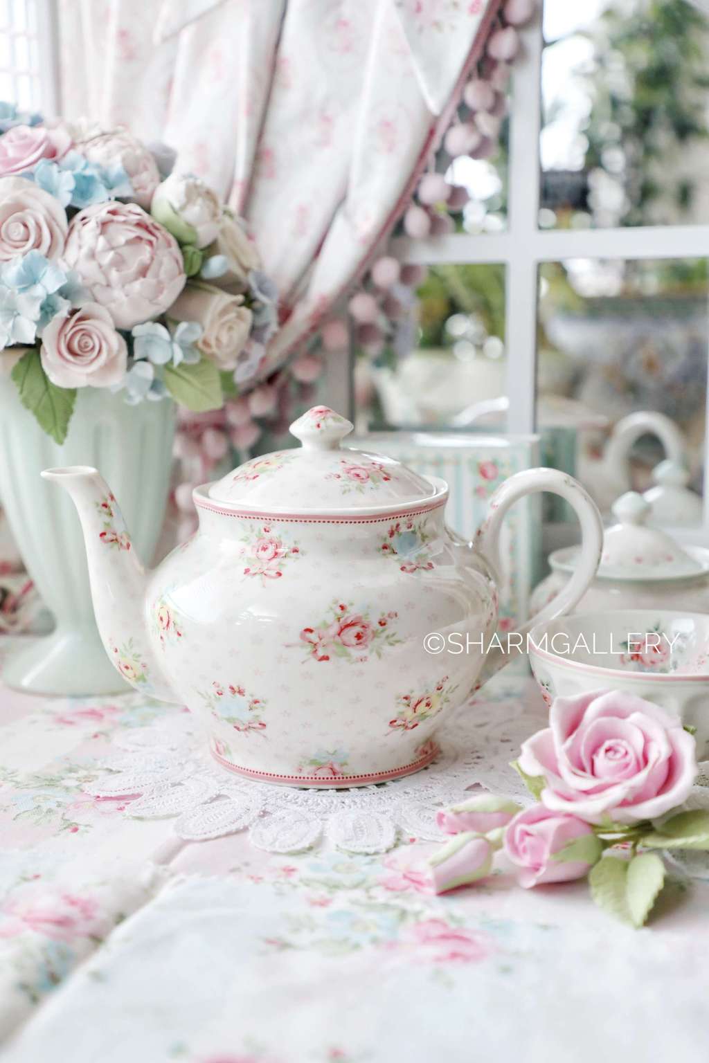 Чайник заварочный 1л. Дания, фарфор "GreenGate", б/у