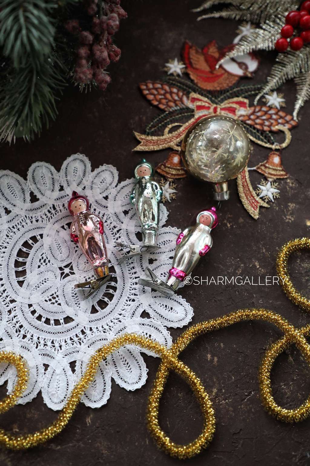 Набор елочных игрушек «Космос» № 119, 4шт., стекло СССР.