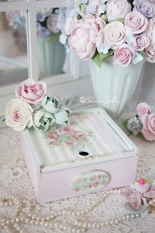 "Нежные птички". Пенал - Шкатулка, деревянная.