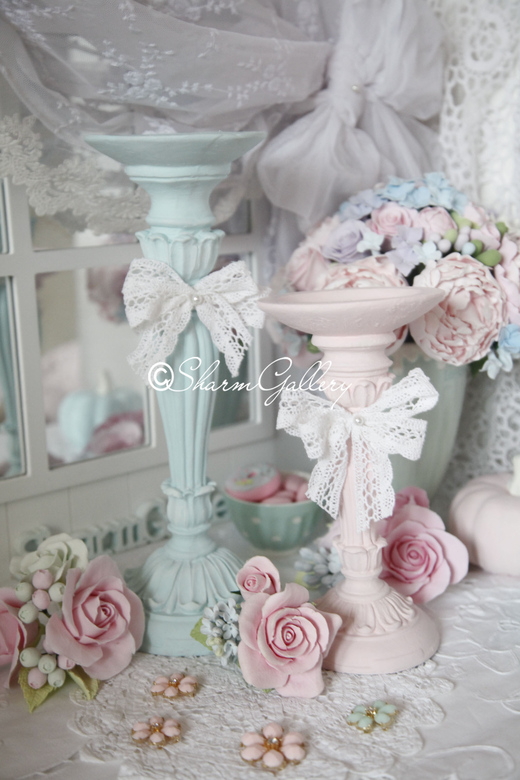 Подсвечники "Pink & Mint", ручной, авторской работы.