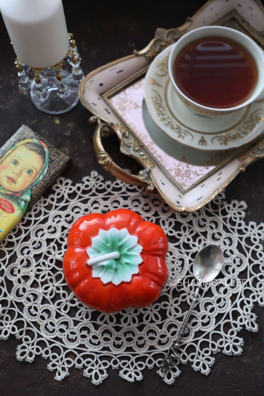 Масленка фарфор "Помидор". №3 ДФЗ Вербилки, СССР.