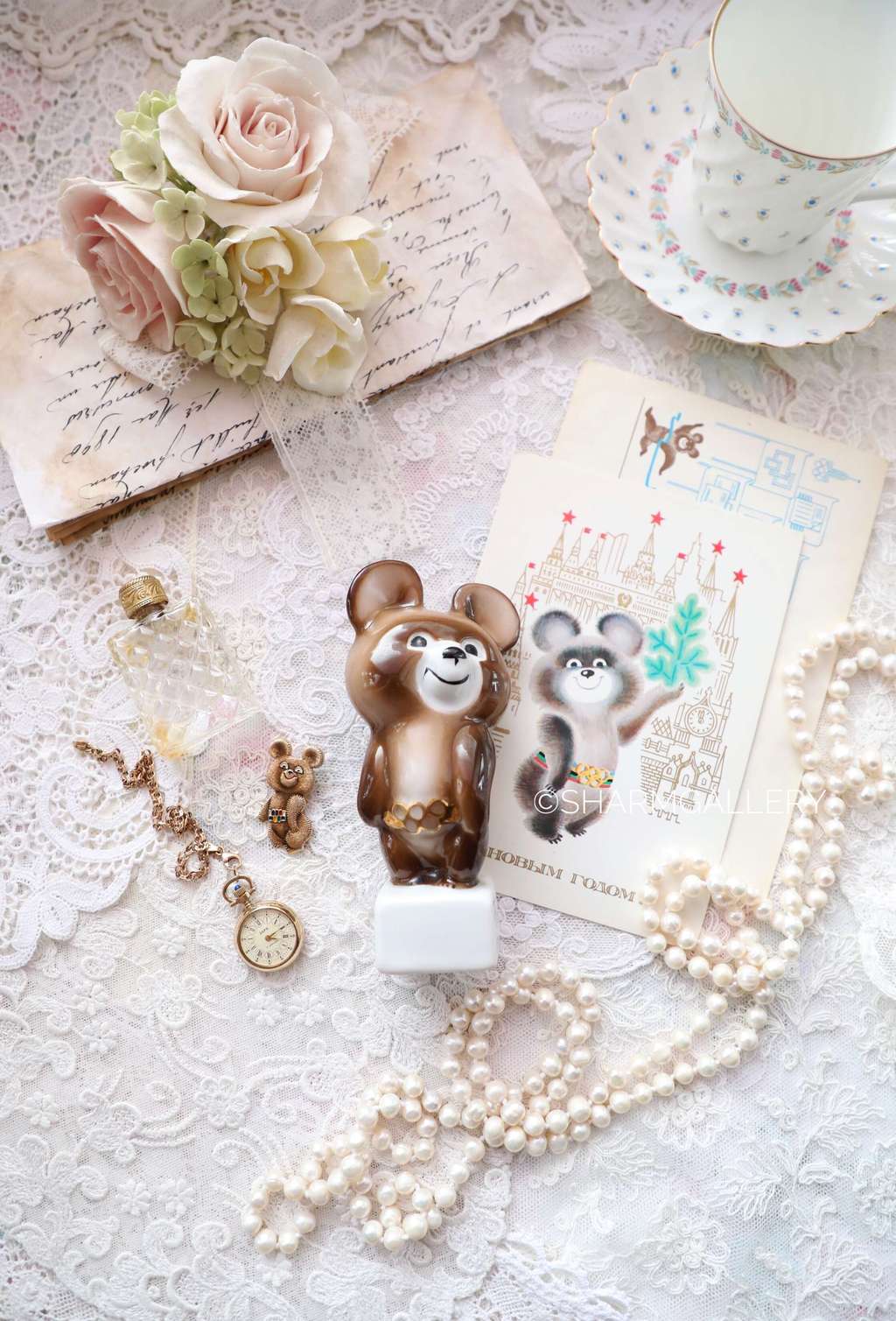 Статуэтка фарфор Вербилки "Мишка Олимпийский" (на кубе) №14 СССР.