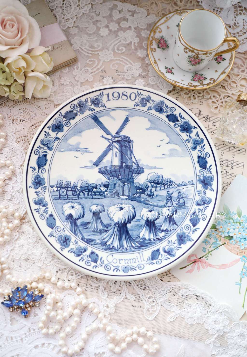 Настенная тарелка «Мельница», фарфор Delft, Делфт, Голландия 1980г.