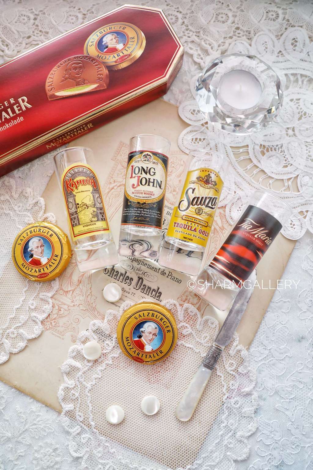 Набор стопки/шот 4шт., стекло в ретро стиле. Германия 1990гг.