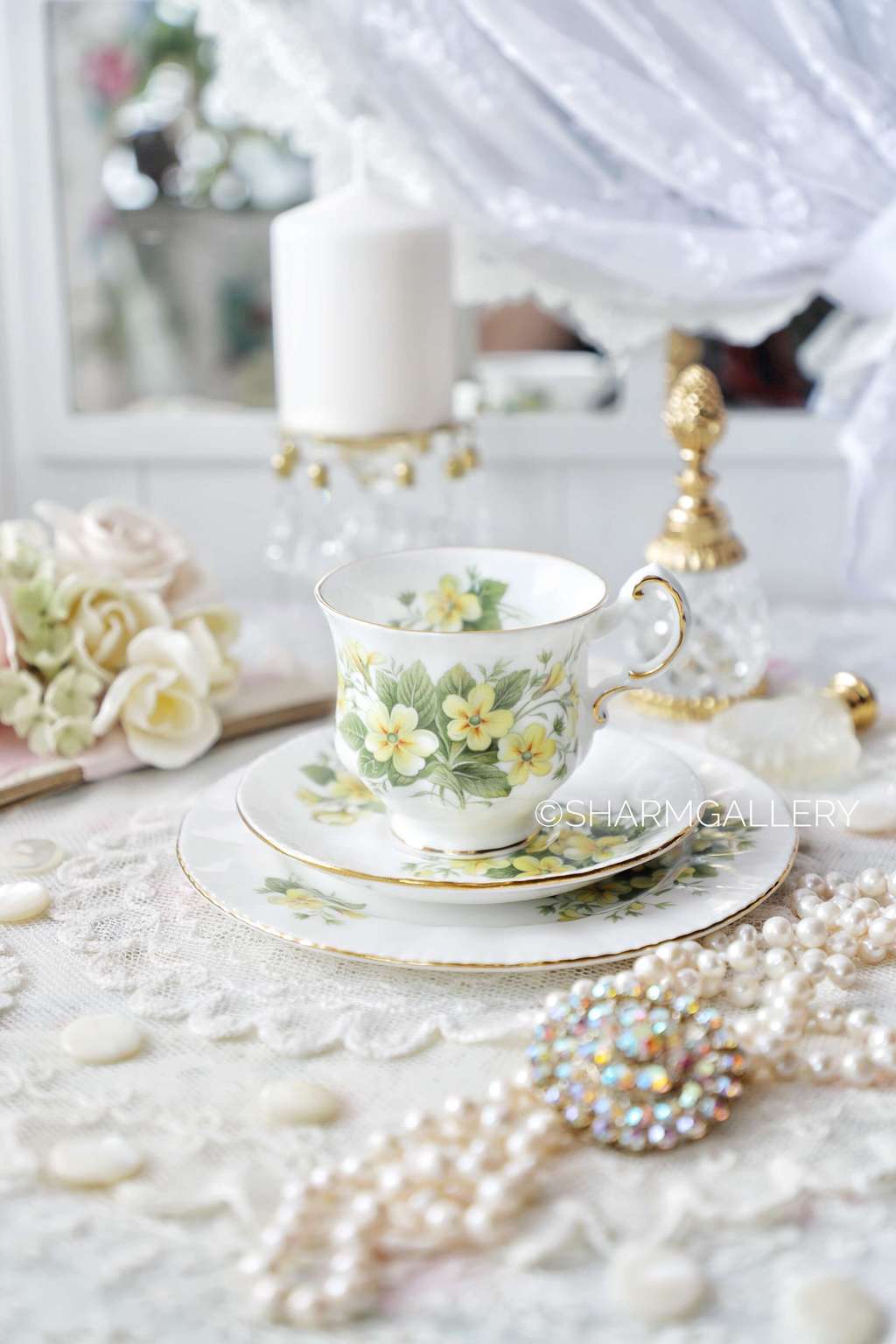 Винтажное чайное трио Примула Primrose от Paragon, Англия.